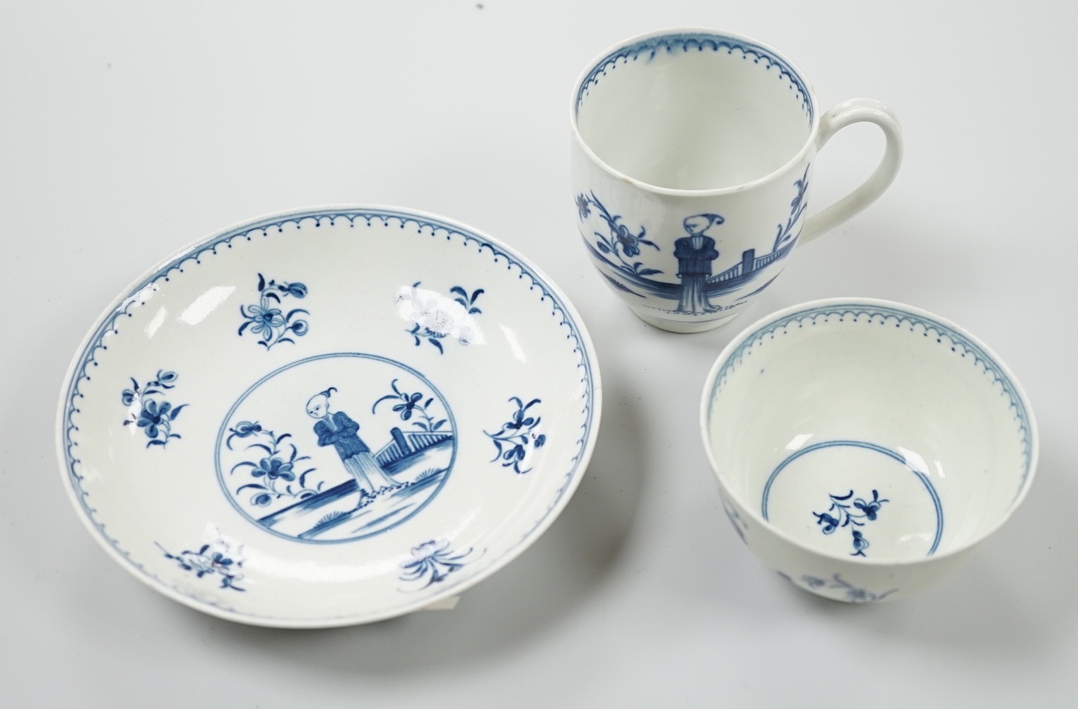 A Worcester trio 'Waiting Chinaman', c.1770